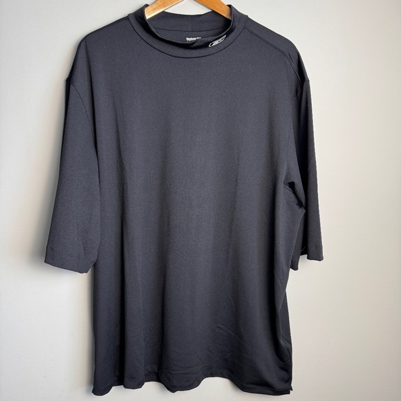 Reebok Men's 2XL Play Dry T-Shirt Performance Mock Neck Short‎ Sleeve Black - Picture 1 of 12